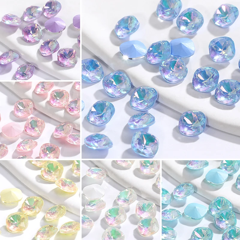 10mm Square Sparkling Glass Stones Colored Rhinestone Pointback Jewelry Clothing Accessories Nailart Materials DIY Handicrafts