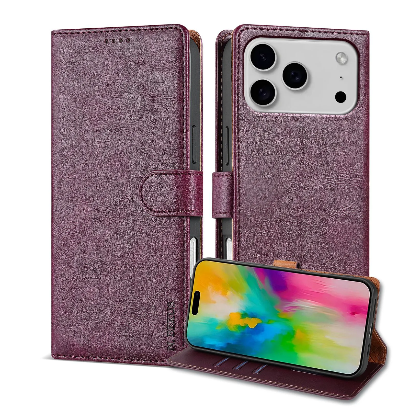 Premium Leather Wallet Card Pocket Case for IPhone 18 Pro Max 17 16 15 14 Pro Max Air 17E 16E 16 15 14  13 12 Pro Flip Kickstand