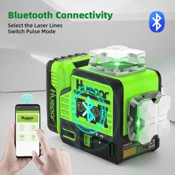 Bluetooth par 2x360 cross line laser level self leveling green beams level tools with Bluetooth and remote control and hard carrying case