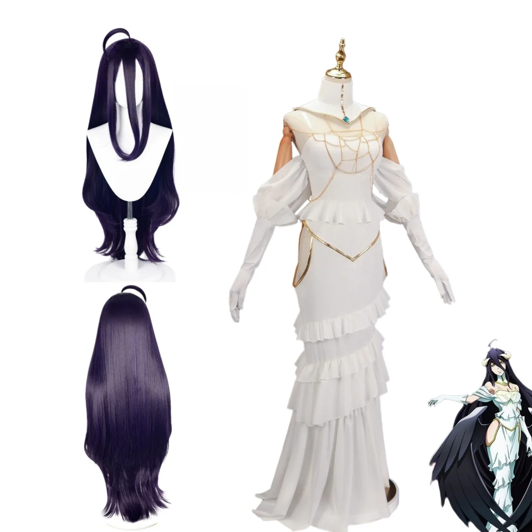 

Overlord Arubedo Pure-White Devil Albedo Cosplay costume Wig Set