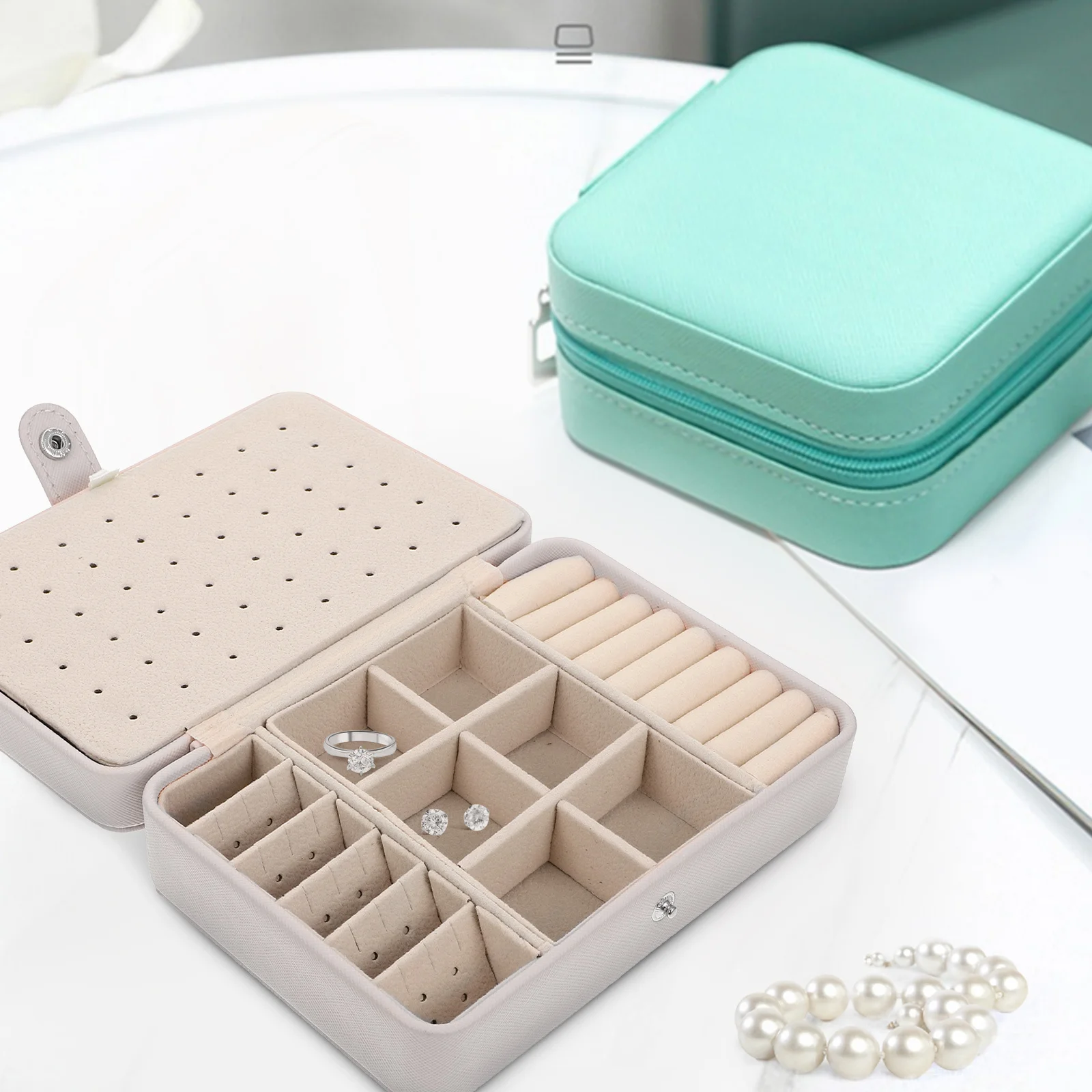 

1Pcs Jewelry Box Dual Layer Simple Design Jewelry Storage Organizer Container for Earrings Rings Bracelets Earrings Ring Case