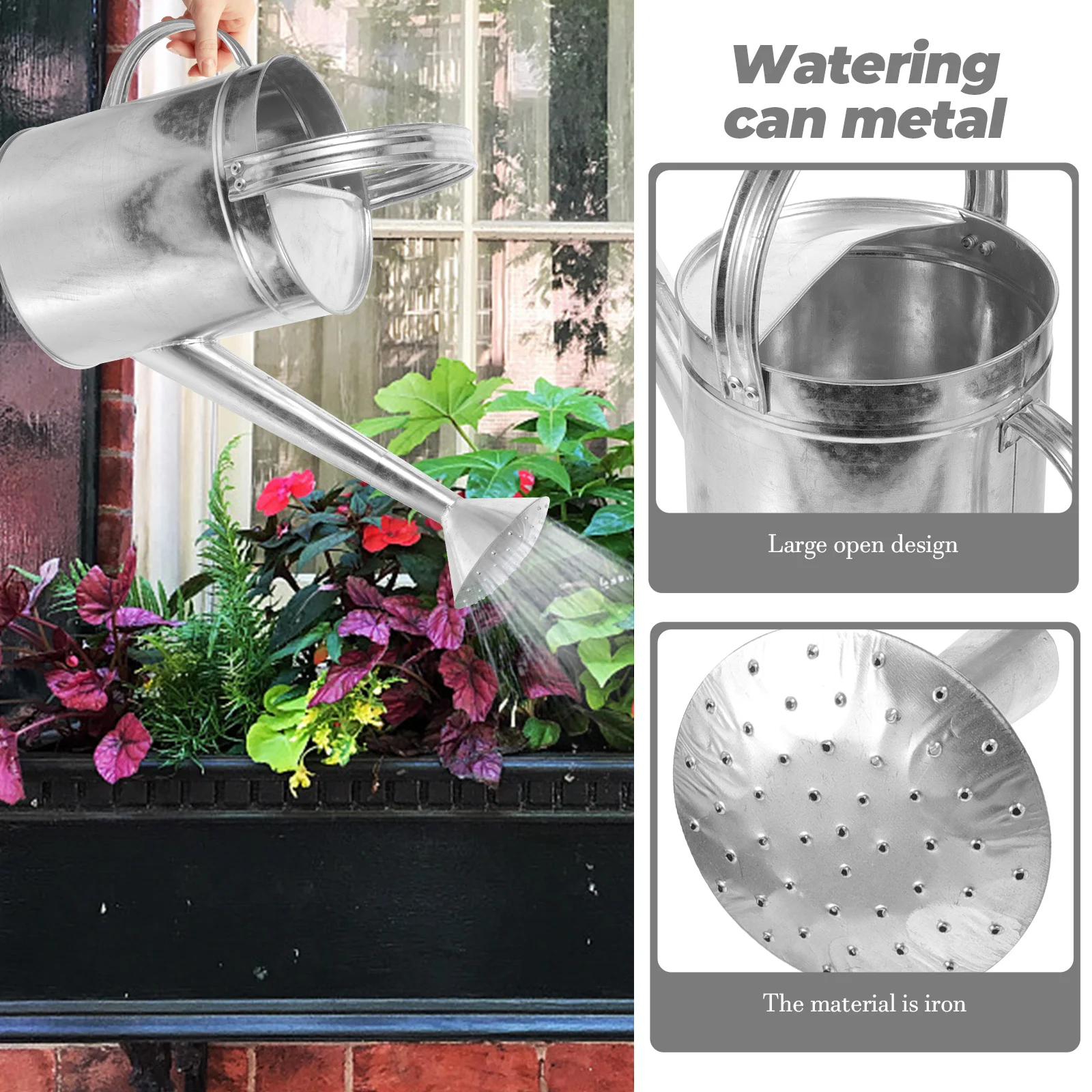 

Прочная металлическая лейка с длинным носиком, прочное железное садовое спринклерное ведро для уличных комнатных растений, большая вместимость, садоводство