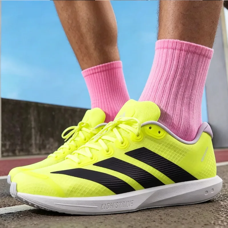 Adidas JQ1676 Men Racing Athletic Sneakers Fluorescent Yellow Anti-Torsion Lightstrike Cushion ADIWEAR Sole Professional Competi