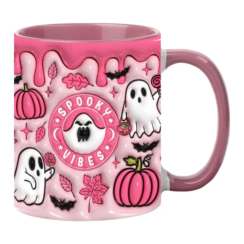 New Ceramic Halloween Coffee Mug With Handle 3D Ghost Mug Spooky Tea Mug
