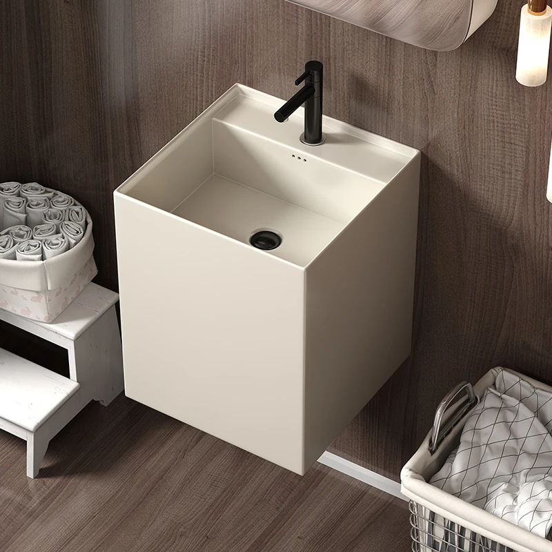 Small apartment wall-mounted wash basin ceramic wash basin bathroom balcony ultra-narrow hanging suspended