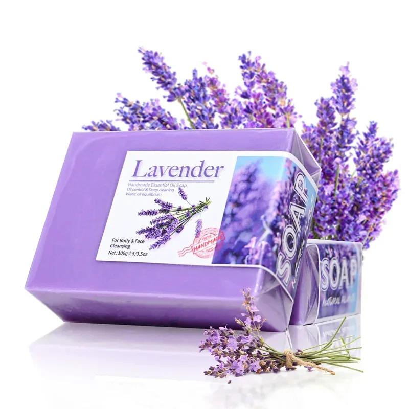 

Natural Organic Lavender Essential Oil Soap Handmade Soap for Cleansing, Refreshing, Oil Control, Bath Soap