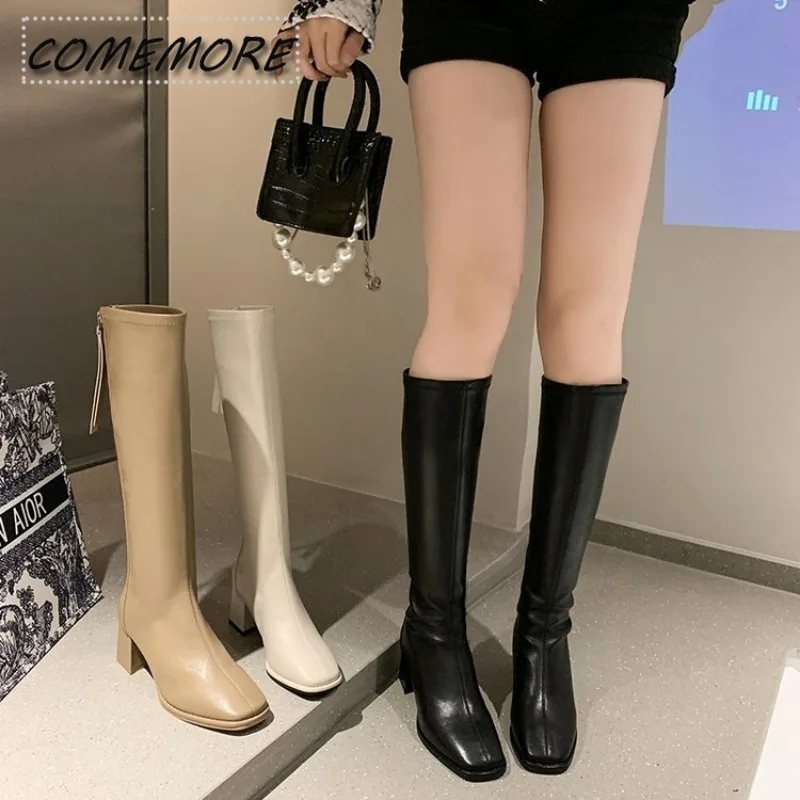 Woman Fashion Knee-High Boots 2025 Women's Casual Shoes Winter Soft Leather Long Boots Platform Luxury Designer Non-slip Classic