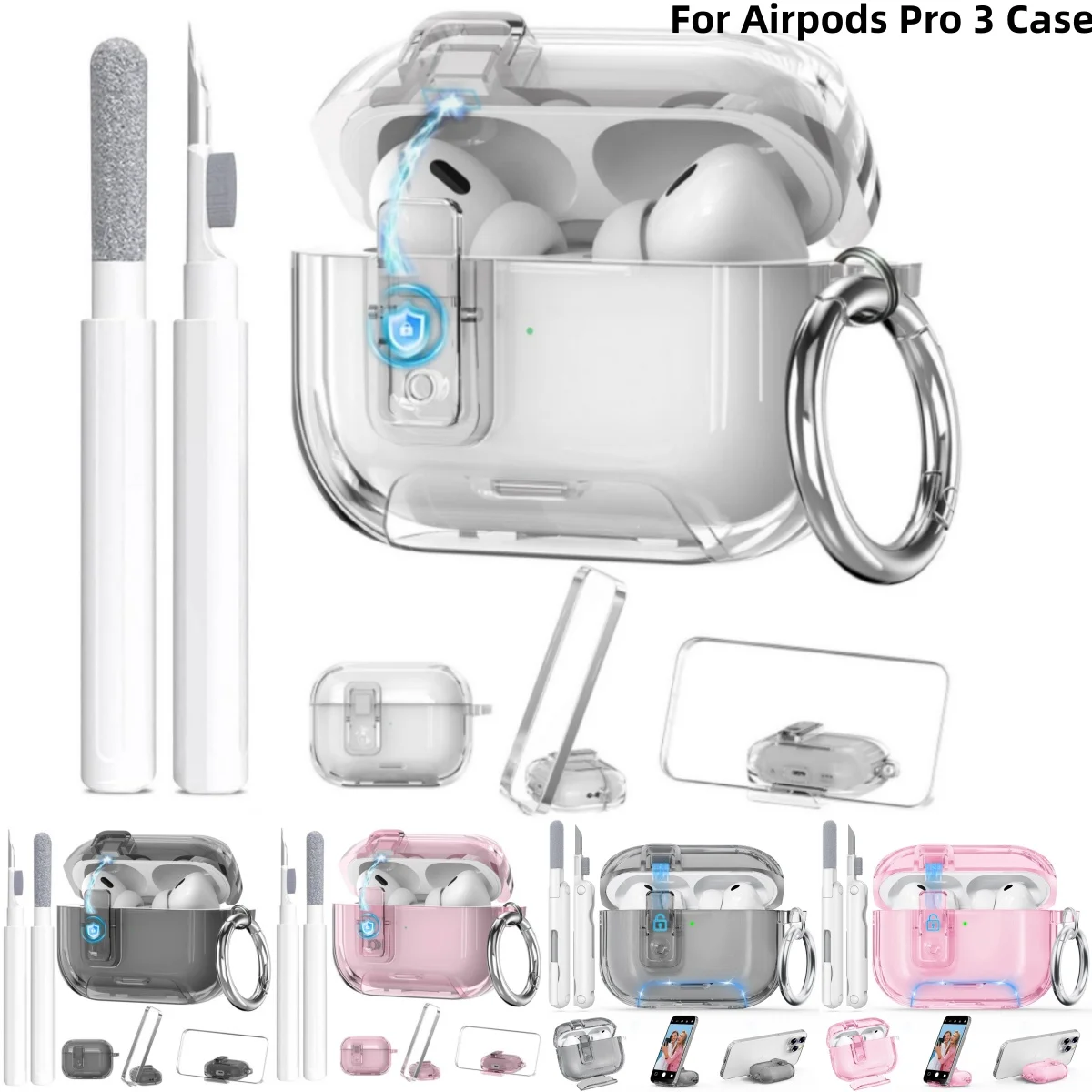 for AirPods Pro 3 Secure Lock Case Soft TPU Protective Case 