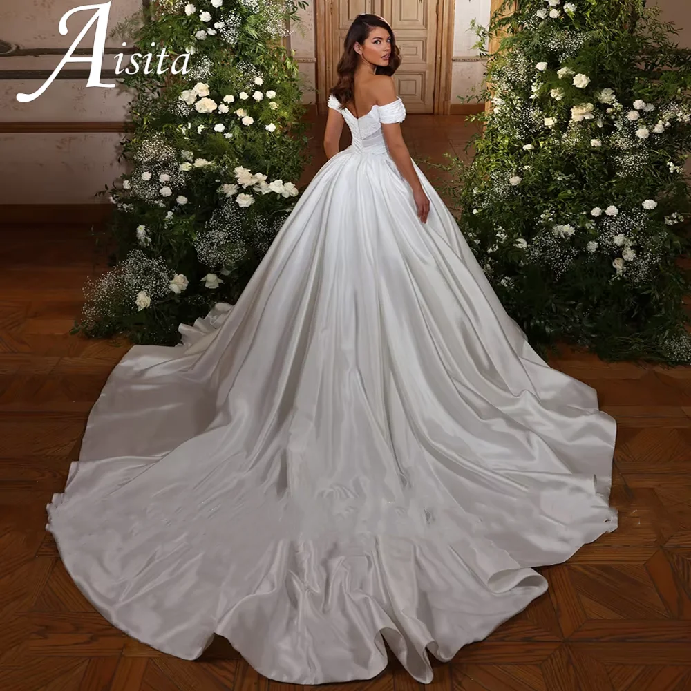 Ball Gown Wedding Dres Customized Off Shoulder Sweetheart Beading A-Line Bride Dresses Court Train Bridal Gown Robe Mariee