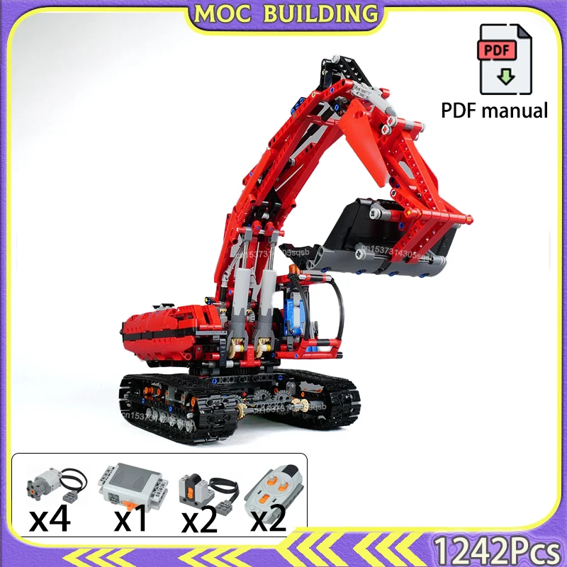 Tecnología Control remoto excavadora motorizada RC coche vehículo con función de potencia Moc montaje de bloques de construcción juguetes de construcción