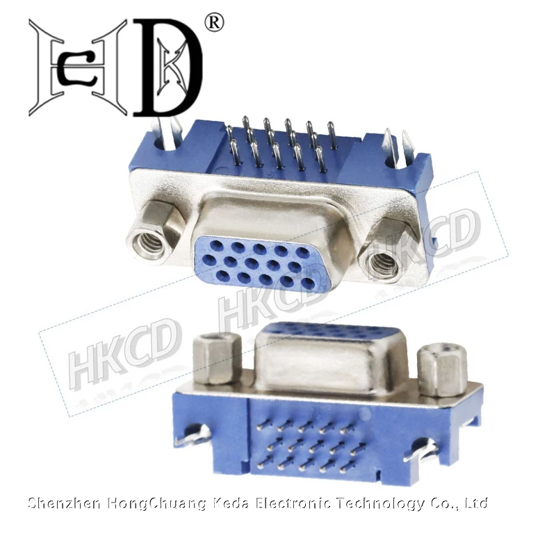 5/10PCS DB15 DR15 3Rows Blue Parallel Port 15 Pin D Sub Female 15pin PCB 90 Degree Connector DB15 Socket 3.08mm VGA Adapter