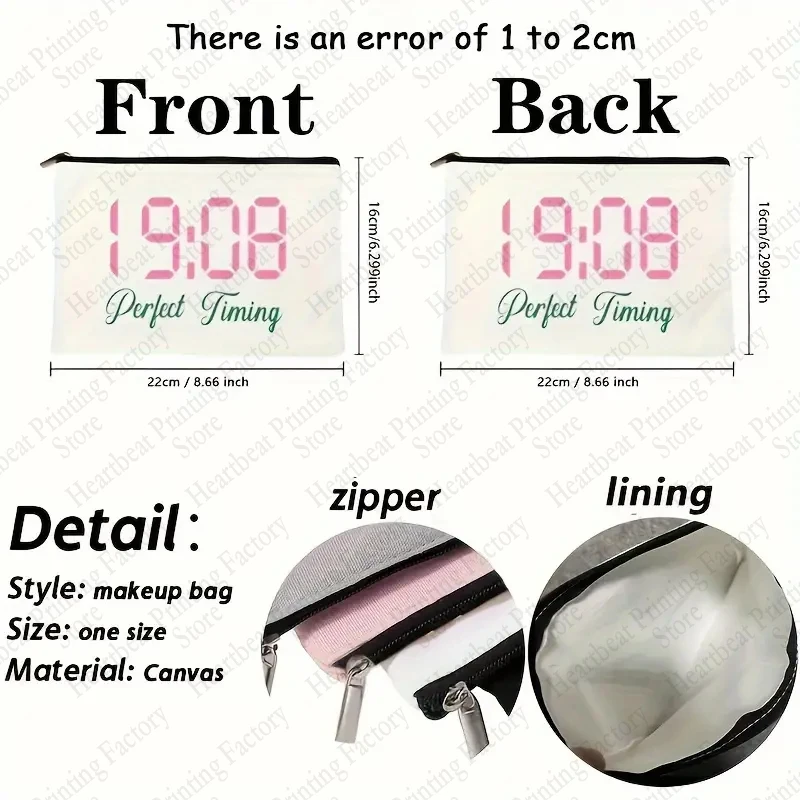 19:08 Perfect Timing Pattern Makeup Bag Sorority Gift Cosmetic Case Perfect Black Greek Sorority Gifts Paraphernalia Gifts