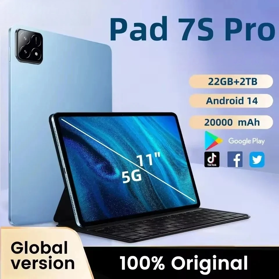 

New Original Pad 7s pro 22GB+2TB Global Version Android Tablet 10.1 Inch HD Tablets Tab 20000mah 4G 5G Dual SIM WIFI For Kids PC