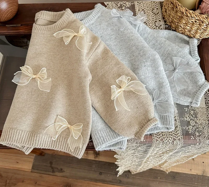ZOETOPKID Baby Mädchen Prinzessin Baumwolle Strickpullover mit Schleife Winter Herbst Frühling Säugling Kleinkind Strickkleid Outfit Babykleidung – Detail 4