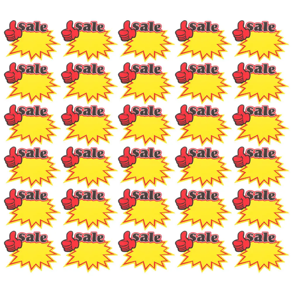 200Pcs Price Labels Bright Yellow Design for Retail Stores Supermarkets School Events Yard Sales Blank Sale Signs