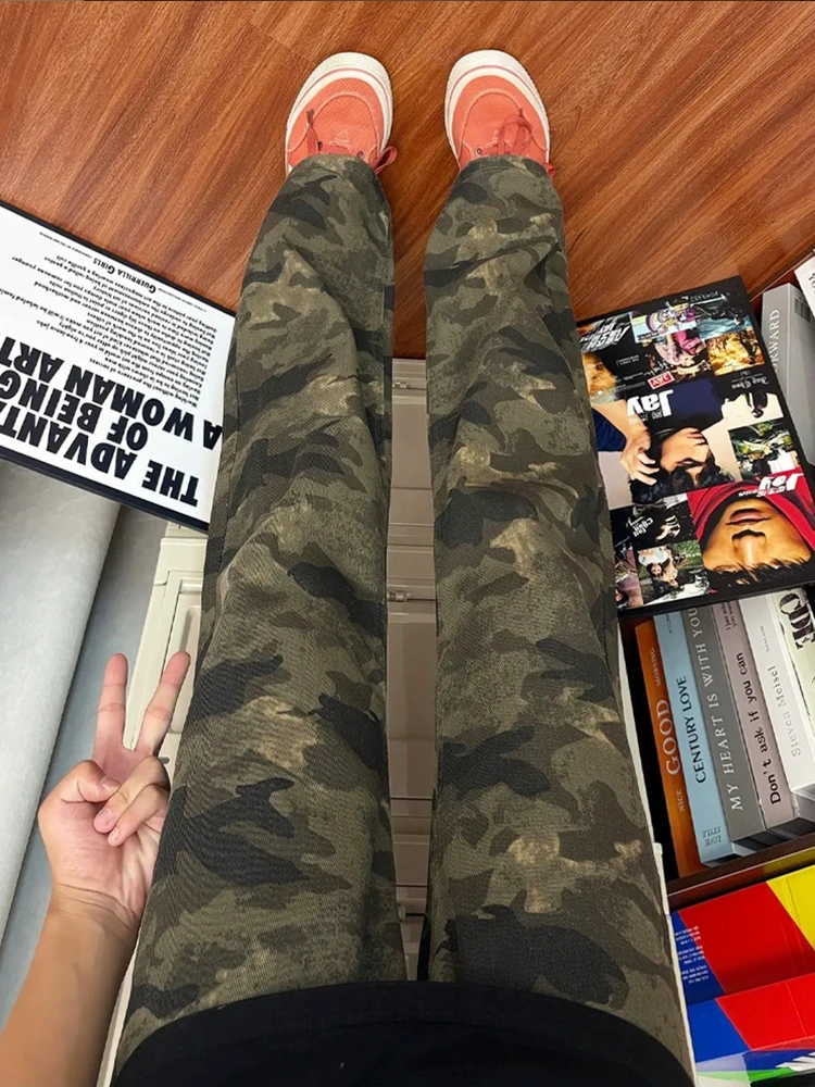 

Cleanfit American Retro Camouflage Work Pants Men's Slimming Jeans Trendy Brand Lumberja Straight Leg Micro Flared Pants