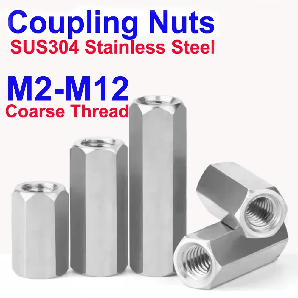 

M2 M2.5 M3 M4 M5 M6 M8 M10 M12 SUS304 Stainless Steel Hexagonal Support Spacer Long Rod Coupling Hexagonal Nut Bolt