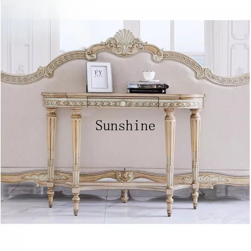 

European neoclassical entrance platform mahogany living room semicircular wall decoration side cabinet furniture