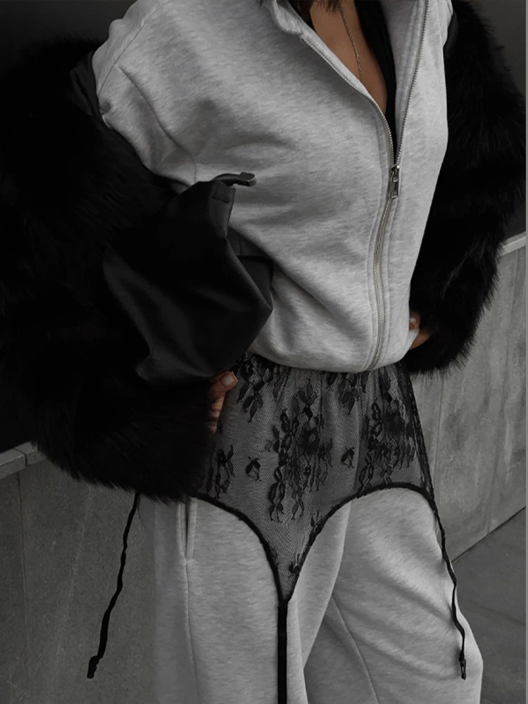 Fashion Lace Women Short Skirt Black High Waist See Through Loose Female Fart Curtain 2026 Spring Summer Streetwear Lady Skirts