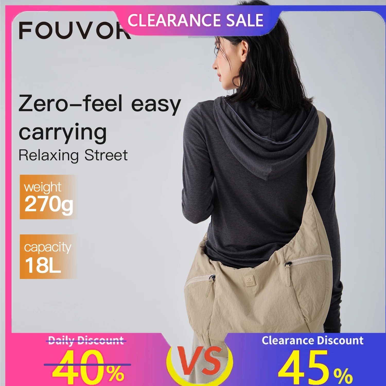 

Fouvor Women's Shoulder Bag Black Large Casual Sports Crossbody Bag 2025 Trend Nylon Canvas Fashion Light Messenger Bags 3071-17