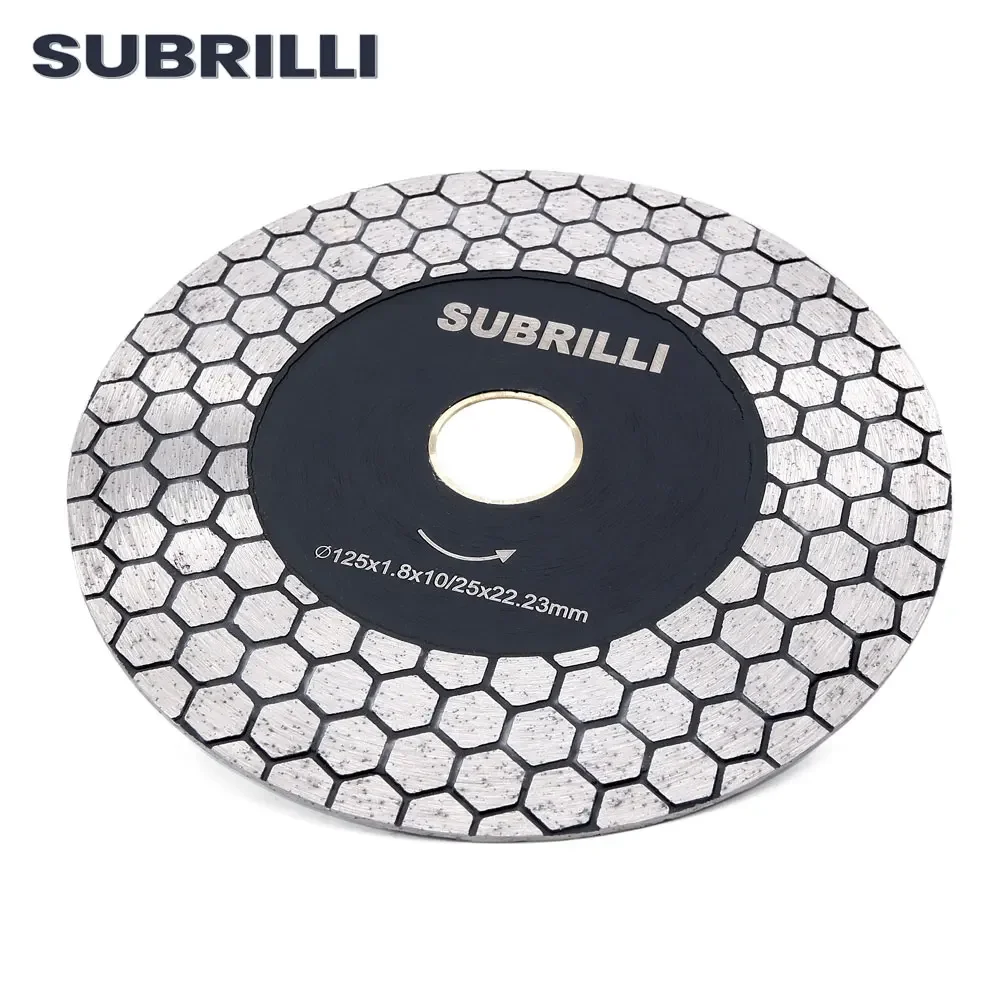 SUBRILLI 125Mm เพชรตัดใบมีดเซรามิคกระเบื้องพอร์ซเลนหินอ่อน5นิ้วเพชรล้อเจียรสำหรับลูกหมู