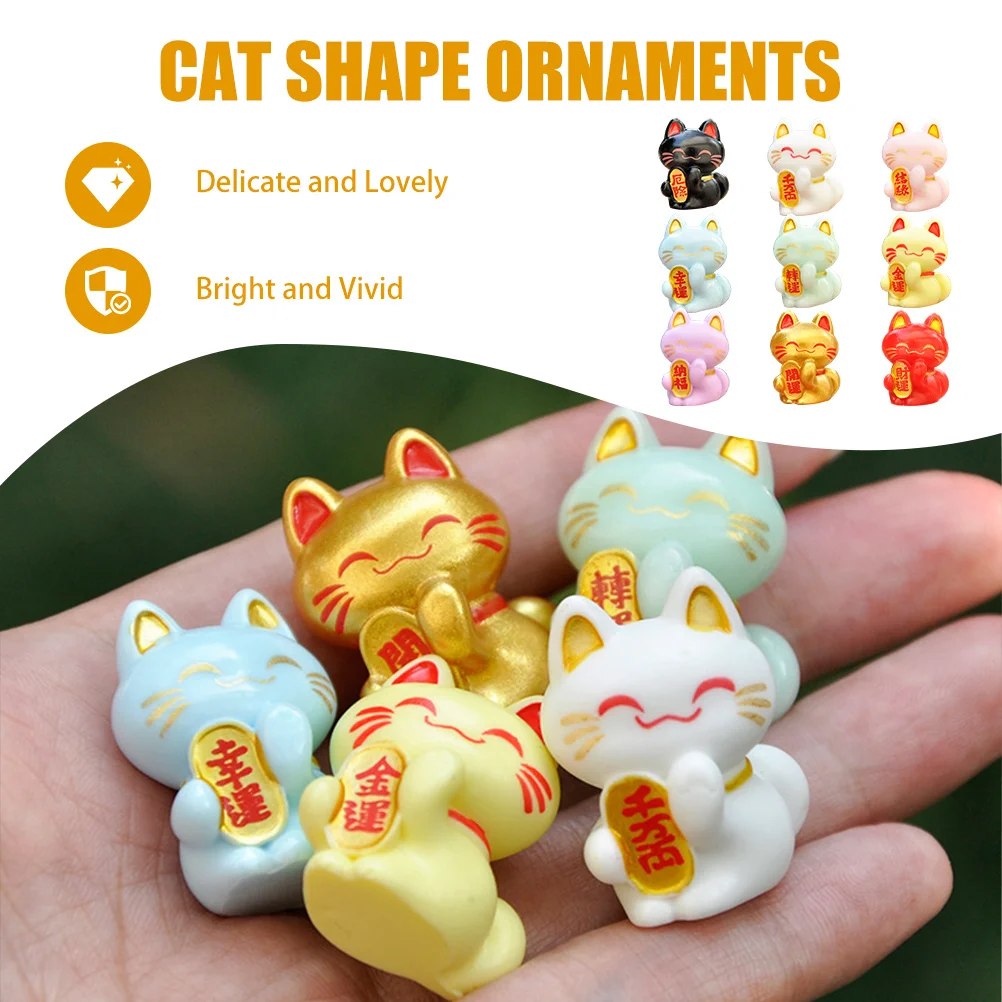 18 قطعة الراتنج مصغرة محظوظ القط الحديقة شرفة ديكور المشهد الصغير تماثيل صغيرة للحيوانات الديكور التماثيل القط #1