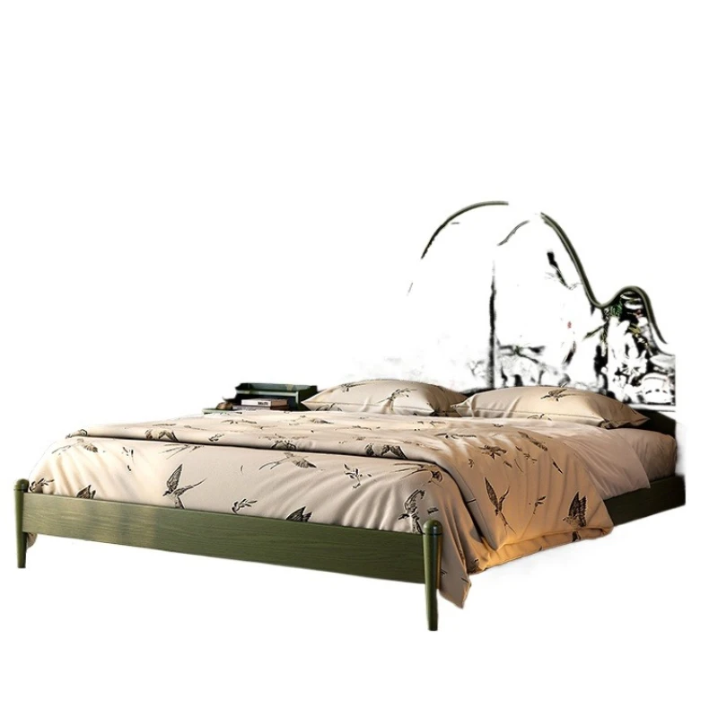 

Кровать из цельного дерева во французском стиле ретро. Улучшенная главная спальня. Кровать во французском среднем и древнем стиле. Ткань с рисунком. Мягкая сумка. Двойная.