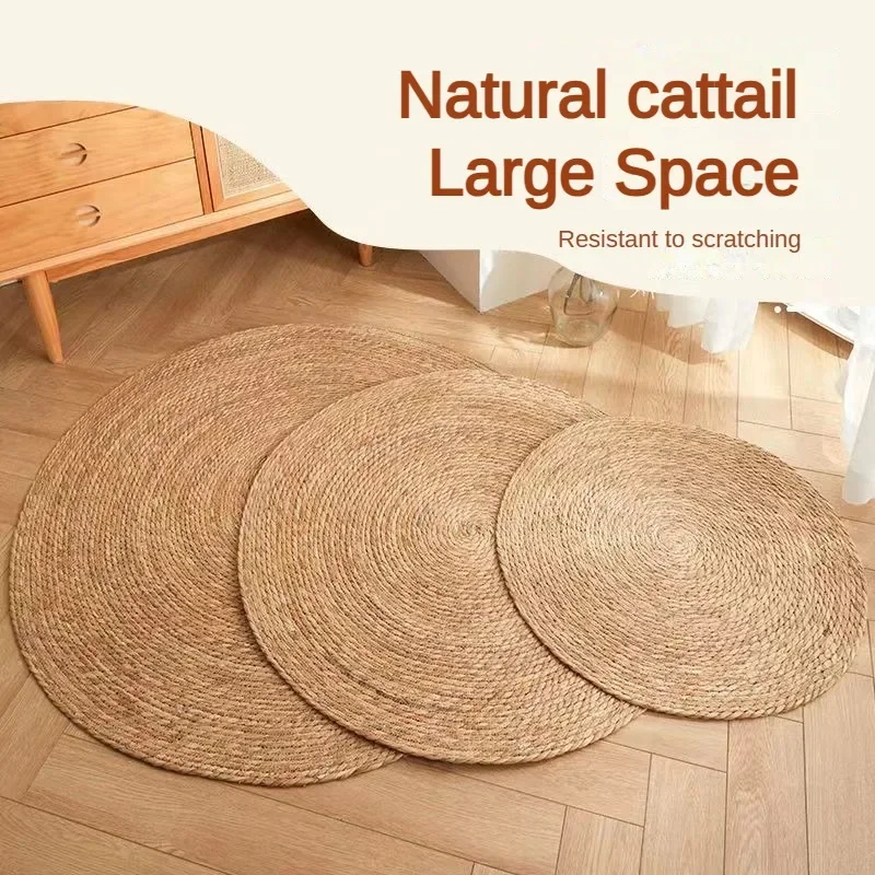 

Pet Cat Litter Round Hand Woven Rattan Cat Puppy Nest Summer Cooling Pad Kitten Scratching Mat Cotton Rope Washable