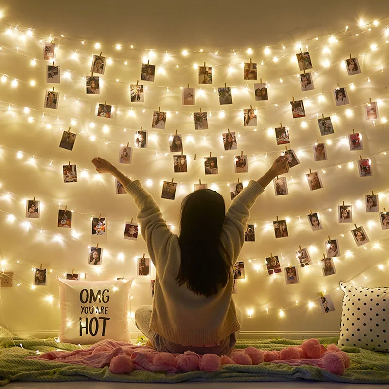 LED String Lights 2M/5M/10M Photo Clip Fairy Lights USB Battery Operated  Garland Christmas Tree Decoration Wedding Decor