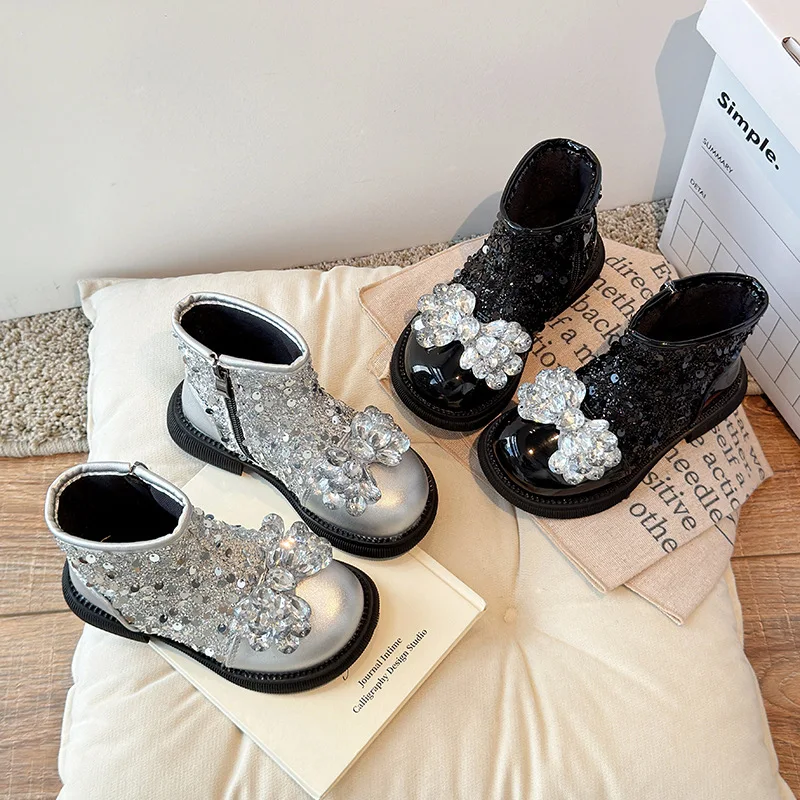 Scarpe da ragazza inverno caldo peluche stivaletti per le donne moda principessa Bling scarpe bambini scarpe Casual bambini Sneaker Zapatos niina