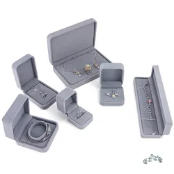 Delicate Grey Velvet Series Jewelry Box Ring Box Bracelet Bangle Holder Pendant Necklace Storage Organizer Jewelry Present Box