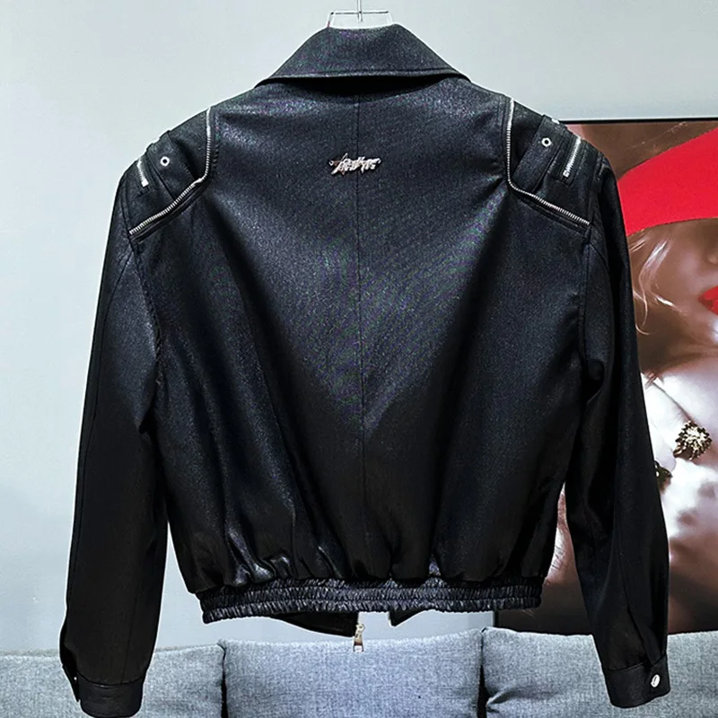 PFHQ New American Trendy Metal Decoration Design Jacket Popular Versatile Shoulder Pad Solid Color Male Tops Fashion 21Z5804