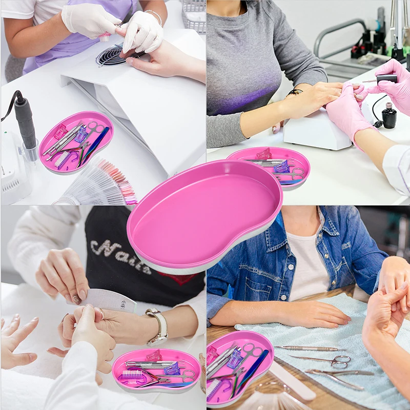 Stainless Steel Heart Cosmetic Storage Tray Manicure Nail Art Plate Tweezers Clippers Pens Container False Nails Dish Tools