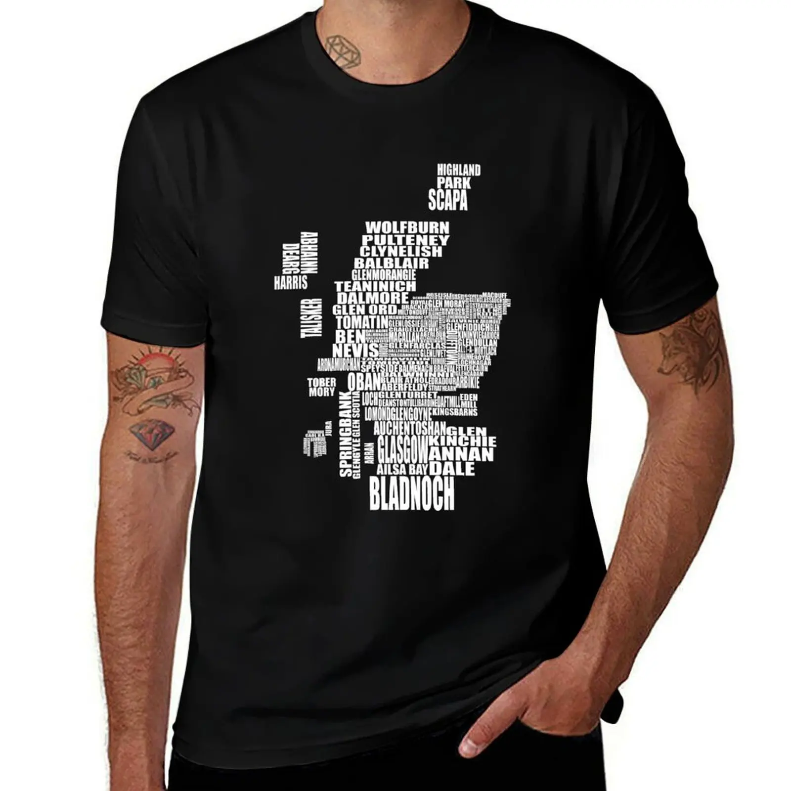 Distillery Map of Scotland T-Shirt Quick Dry Sports Short Sleeve Tee