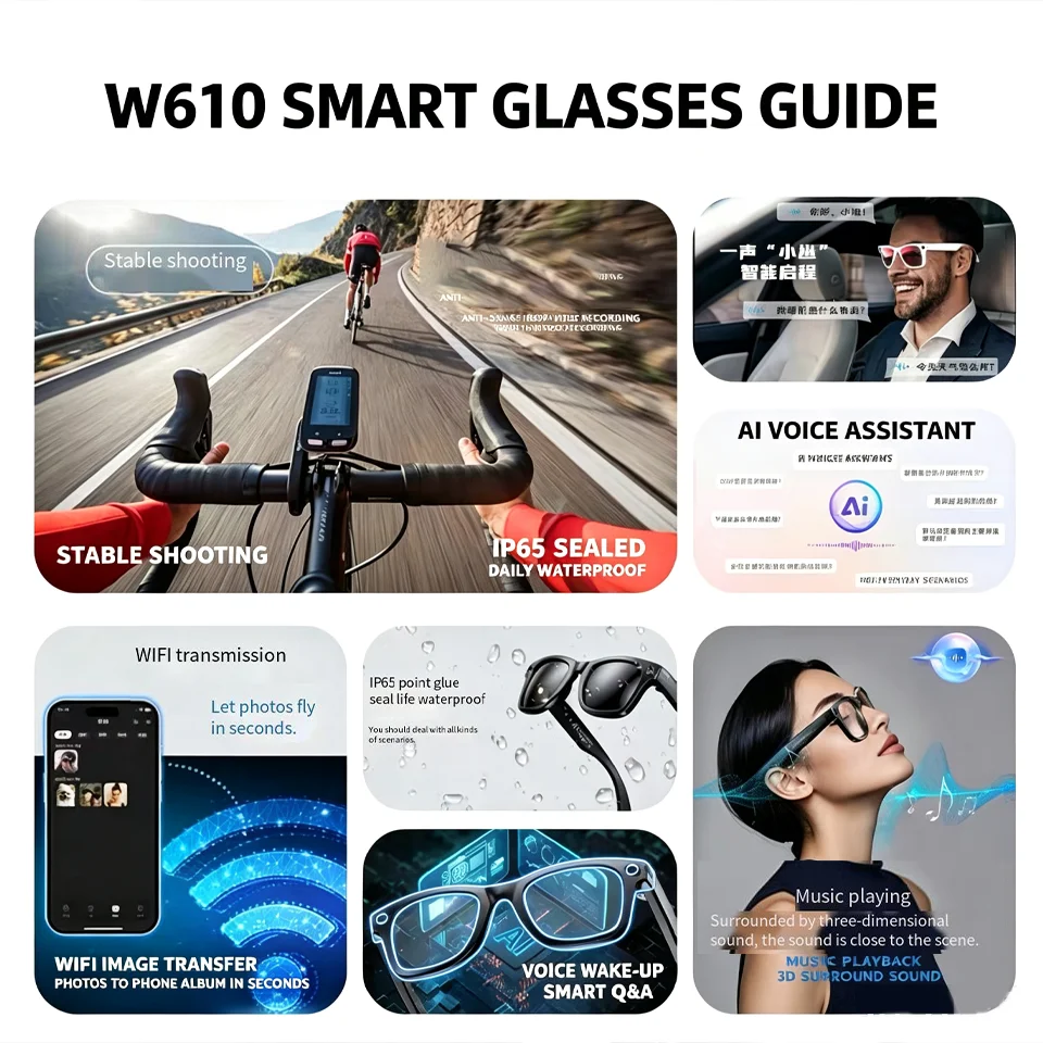 New 800W Camera AI Glasses Men Color-Changing Smart Translation Glasses Photo Video Recording IP65 Waterproof Call AI Smart image 2