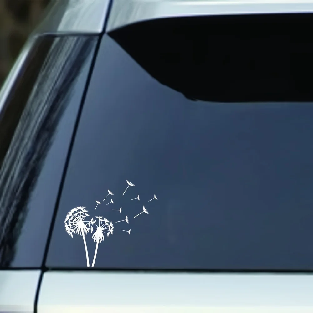 

1pc Dandelion Seed Flight White Silhouette Vinyl Sticker, Waterproof Decal for Car Windows Laptops Smooth Surfaces