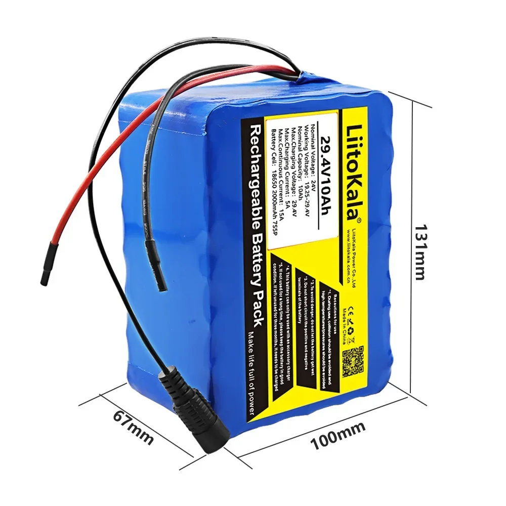 LiitoKala 29.4V12Ah/6Ah/8Ah/10Ah/4Ah 7S 24V 250W 350W Ebike battery electric bicycle battery 24V 20ah lithium battery