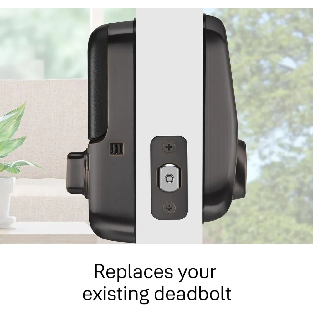 Assure Lock Riegel, ölgeriebene Bronze, digitaler Touchscreen, nicht verbundene Tastatur mit Backup-Taste für Vorder- oder Rückseite, Eingangstür,