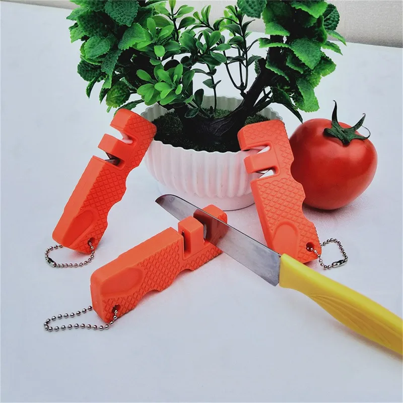 Portable Knife Sharpener Whetstone Keychain Ceramic And Tungsten Steel Scissor Sharpen Sharpener Outdoor Multi Hook Camp Tool