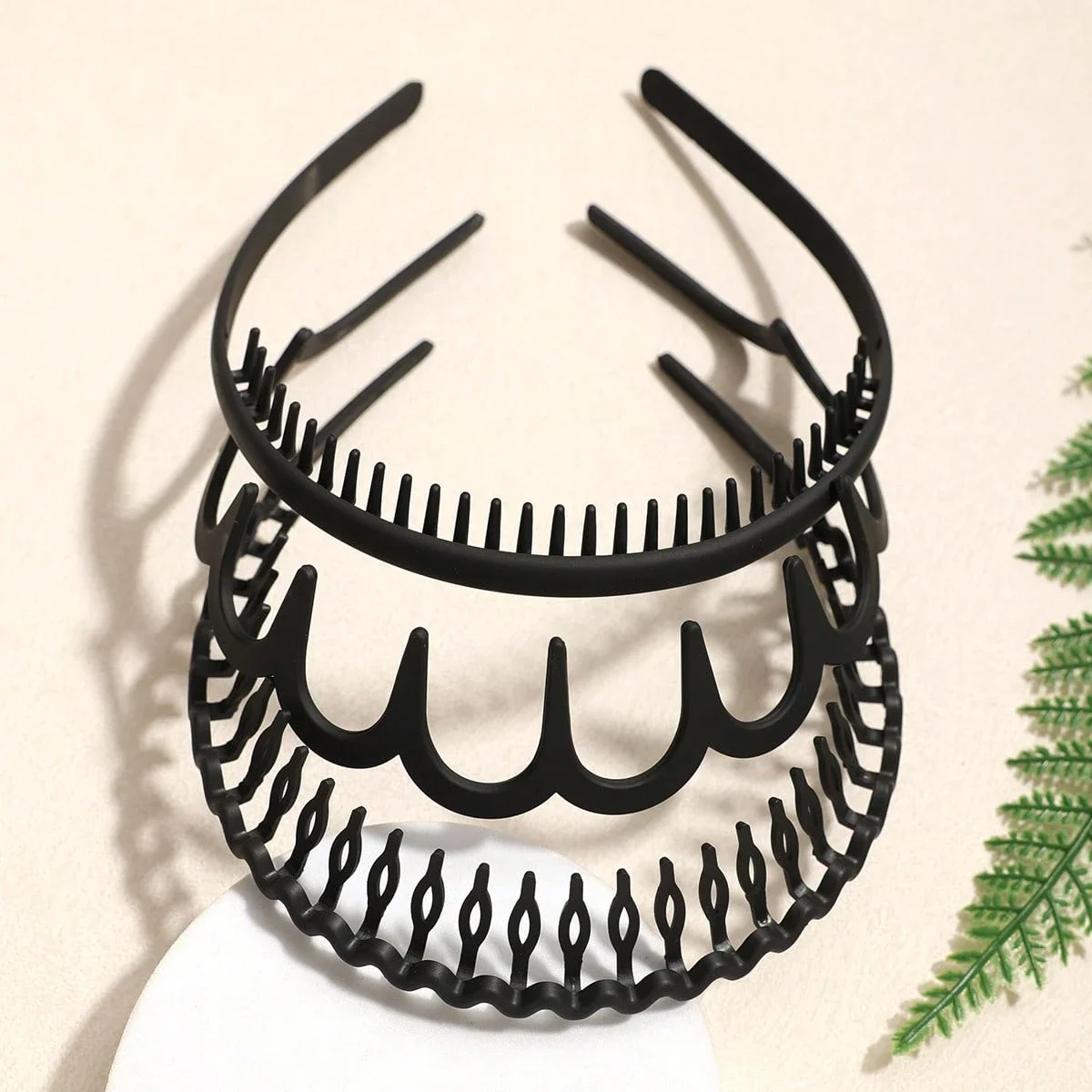 

3pcs Matte Black Toothed Multi-Style Women Headbands Hair Accessories Set