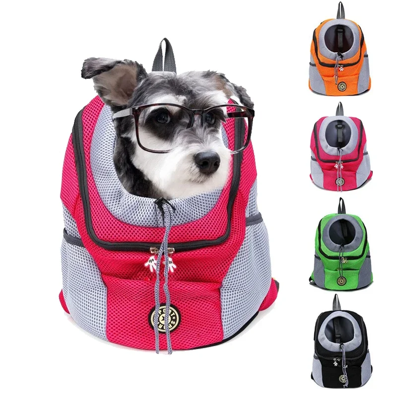 Outdoor Pet Dog Carrier Bag Portable Double Shoulder Mesh Backpack Travel Backpack  Front Bag Head Carrying Bags for Cat image 2