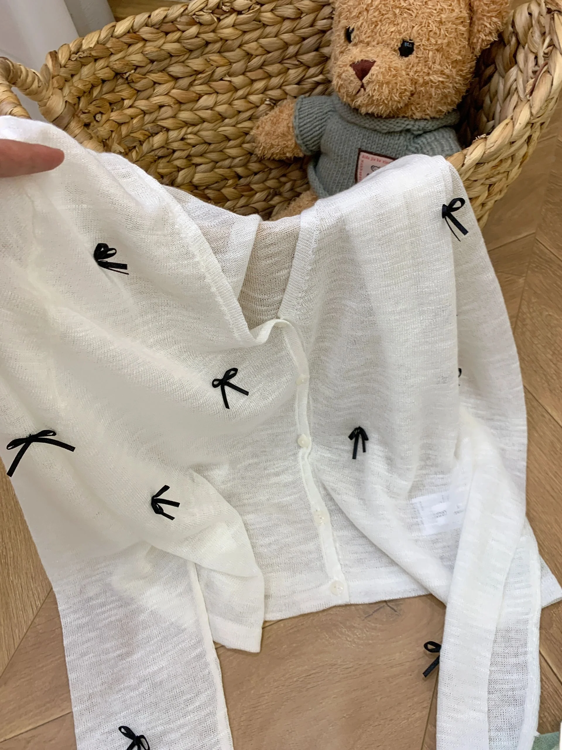 

Корейский летний кардиган из ледяного шелка, вязаный, тонкий, многослойный, с узлом, для женщин