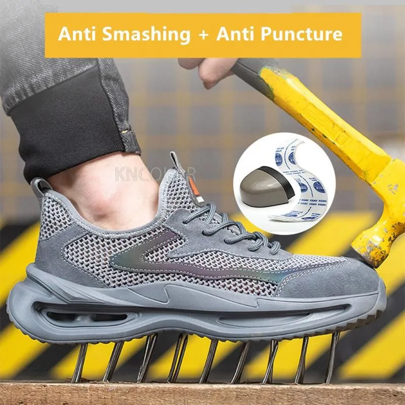 New summer breathable labor protection shoes for men and women with anti impact and anti puncture steel toe caps breathable