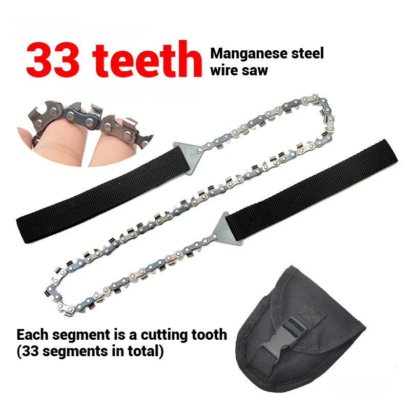 

Снаряжение для кемпинга, 33-зубная ручная пила, полевые спасательные инструменты, цепная пила из марганцевой стали, пила по дереву, многофункциональная цепная пила