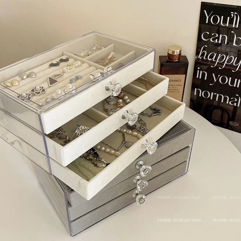 

1PC Capacity High-grade Exquisite Anti-oxidation Three Drawer Desktop Jewelry Bracelet Ring Jewelry Large Storage Box