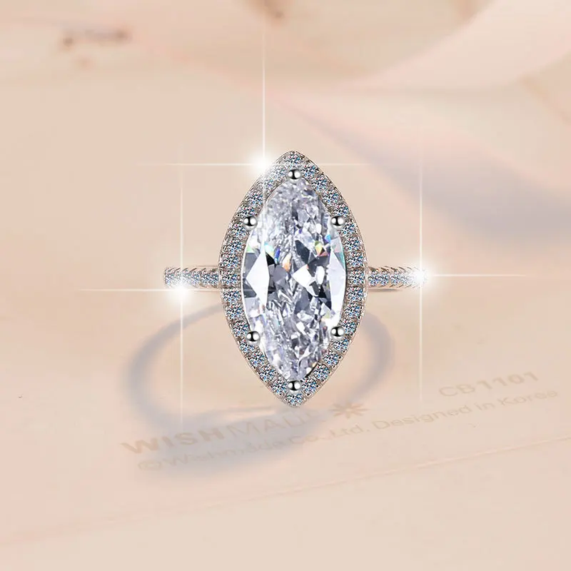 

Кольцо Marquise Exaggerated с муассанитом 5 карат, женское платина PT950 — блестящий бриллиантами, уникальная маркиза, изысканное платиновое ремесло