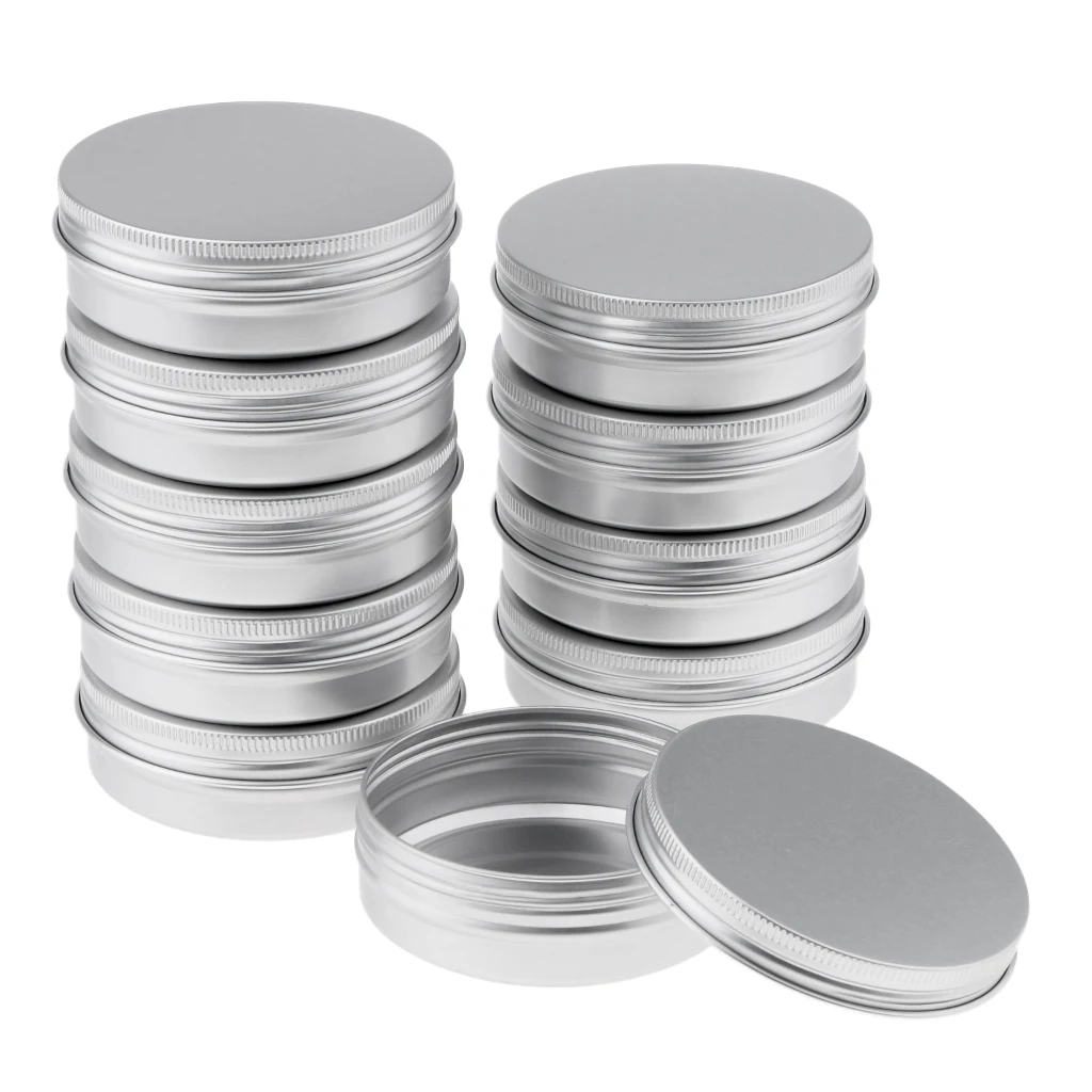 10 Count Empty Aluminum Cans Tins with Screw Lid Containers Jar Top Round