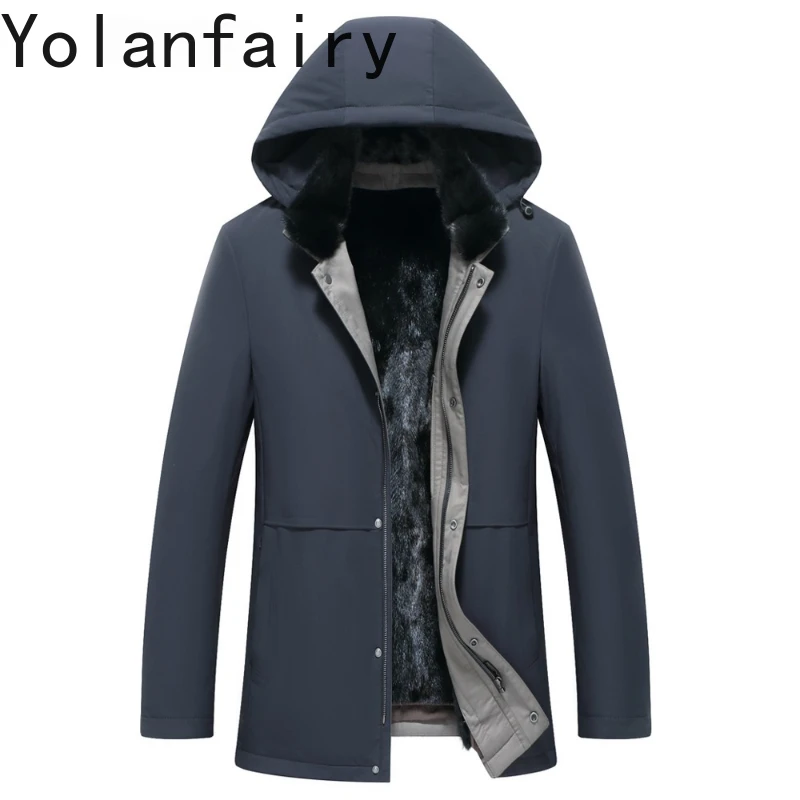 

YOLANFAIRY Natural Fur Parkas Men Clothing Luxury Winter 2025 Detachable Mink Fur Liner Coat Man Hooded Warm Fur Jacket Coats