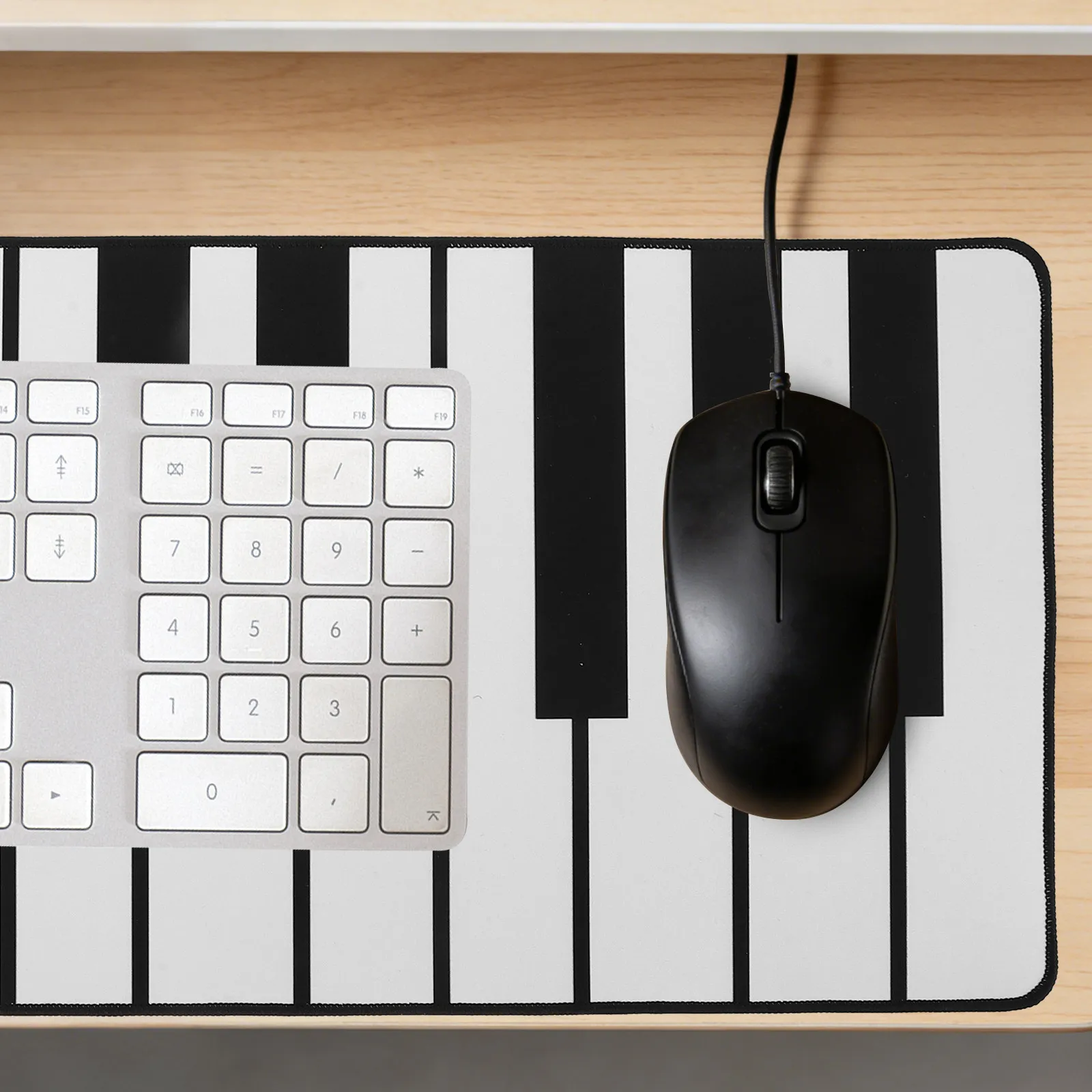 Piano Keyboard Mouse Pad Large Black and White Extended Desk Mat Non-Slip Rubber Base Waterproof Microfiber Surface for Gaming