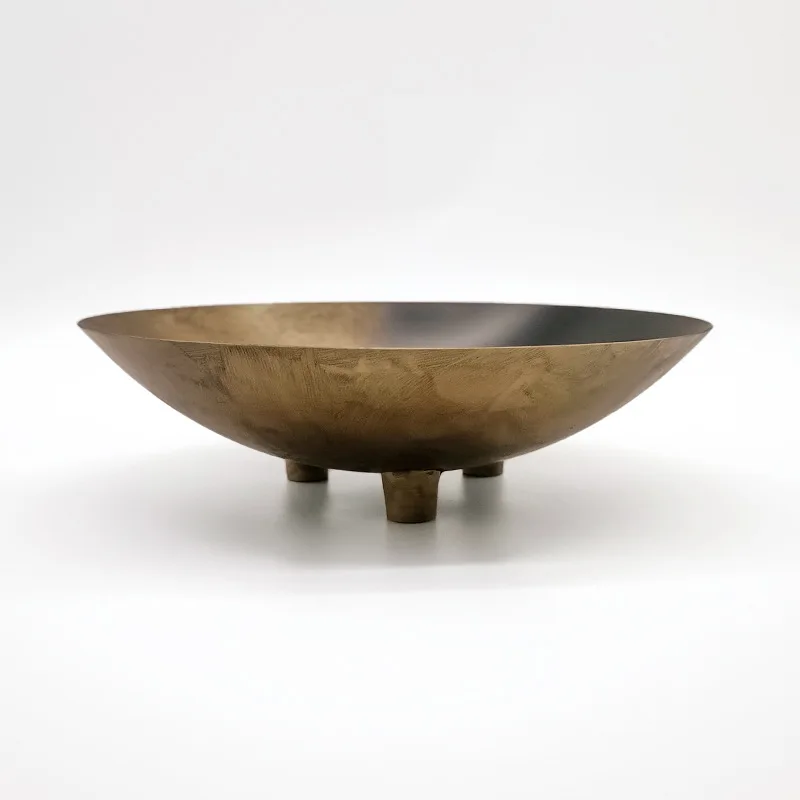 

Medieval new Chinese-style copper-colored fruit plate ornament study living room coffee table dining table three-legged